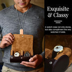 2 Watch Travel Case for Men Vegan Leather Watch Roll Case Organizer and Display - Image 2