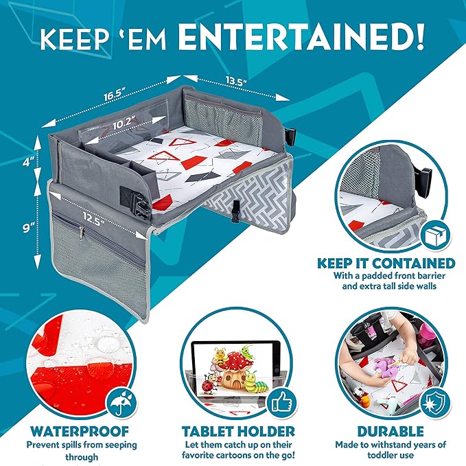 Kenley Kids Travel Tray, Toddler Car Seat Lap Tray, Road Trip Essentials - Image 4