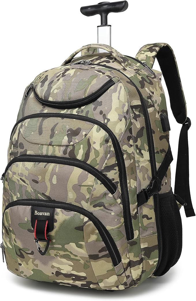 Boavan Rolling Backpack, 17 inch Water Resistant Wheeled Backpack, Carry on by Boavan