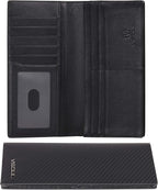 VISOUL Mens Leather Long Checkbook Bifold Wallets by VISOUL