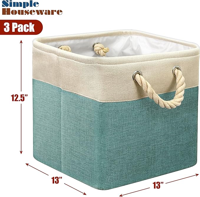 SIMPLE HOUSEWARE Fabric Storage Cubes, 3 Pack - Image 2