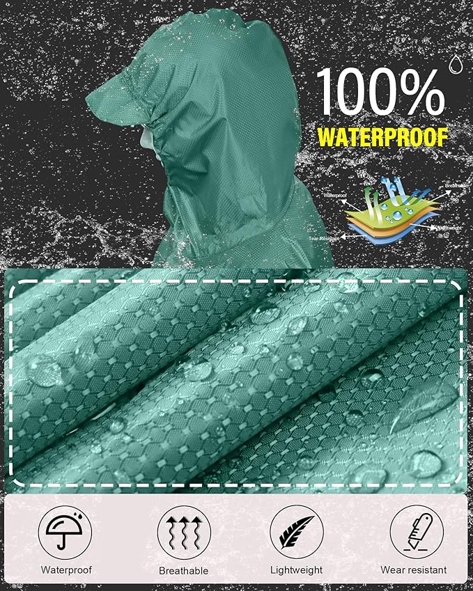 iCreek Hooded Rain Poncho with Pocket Waterproof Lightweight Unisex Raincoat - Image 2