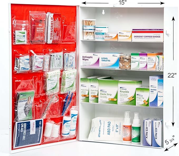 4-Shelf Metal 1st Aid Cabinet Class A, Large Capacity First Aid Wall Mount - Image 4