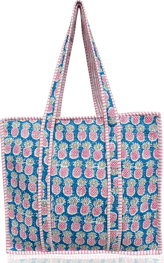 Cotton Quilted Tote Bag for Women – Large Beach & Travel Tote by ThirdEyeExport