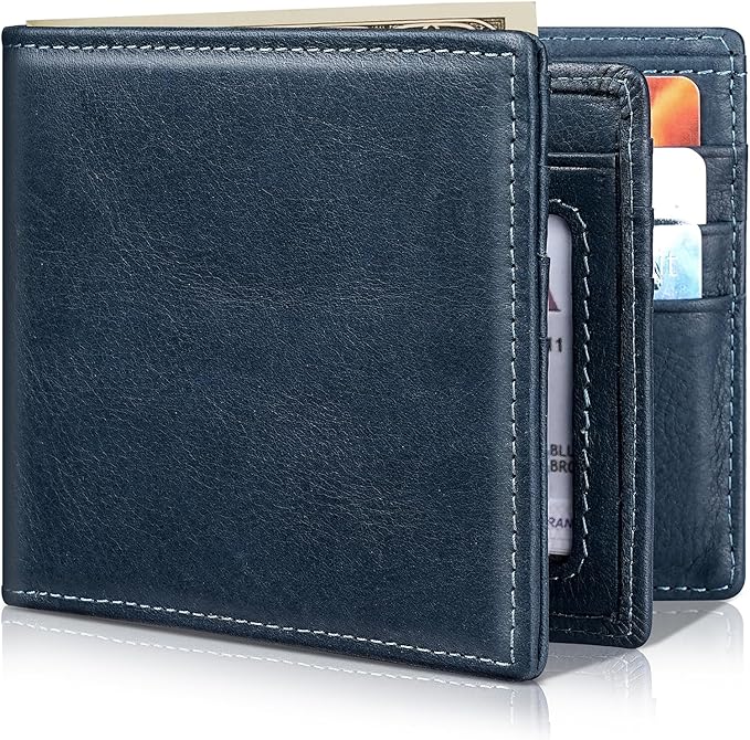 Mens Wallet Bifold Genuine Leather RFID Blocking Wallet by Artpaxy