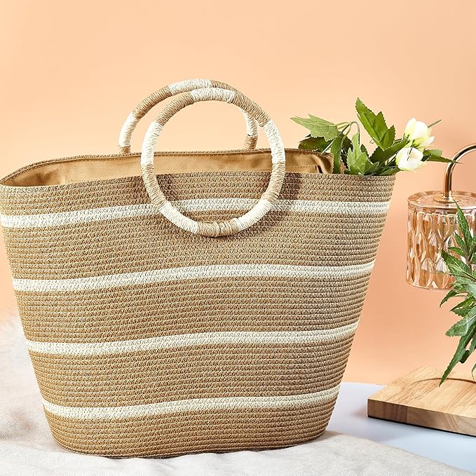 Beach Bags for Women Straw Tote Bag Summer Beach Bag Large Woven Straw Tote for - Image 8