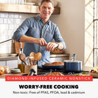 X Bobby Flay 16 Piece Ceramic Nonstick Cookware Set (16 Piece Cookware Set / Navy Blue)