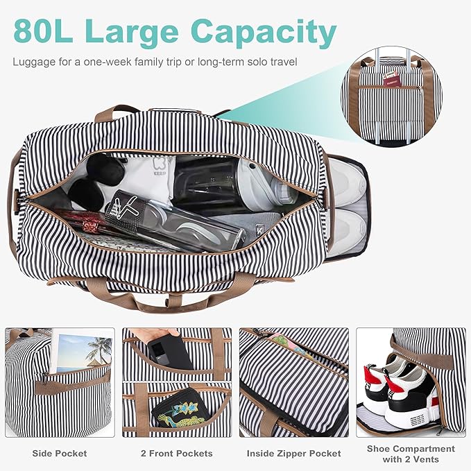 80L Duffle Bag for Travel, Large Foldable Waterproof Travel Duffel Bags - Image 4