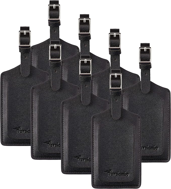 8 Pack Leather Luggage Travel Bag Tags by Travelambo by Travelambo