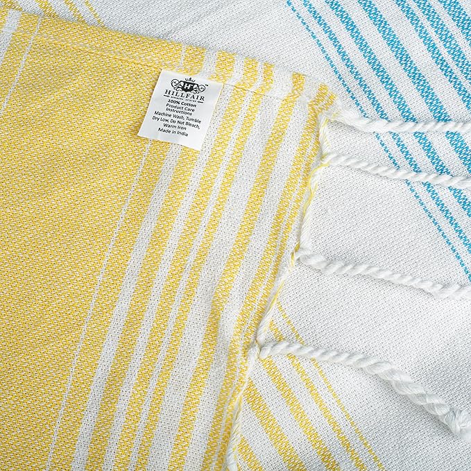 HILLFAIR Cotton Turkish Beach Towels, Quick Dry Lightweight Sand Free Peshtemal - Image 8