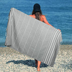 HILLFAIR Cotton Turkish Beach Towels, Quick Dry Lightweight Sand Free Peshtemal - Image 2
