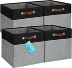 OrganiHaus 13x13 Cube Fabric Storage Bins Set of 4, Fabric Storage Cubes w/ by OrganiHaus