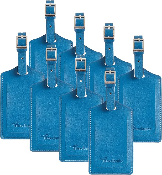 8 Pack Leather Luggage Travel Bag Tags by Travelambo by Travelambo