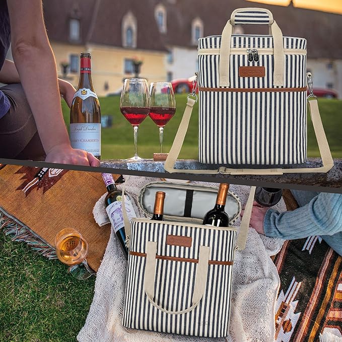 OPUX 3 Bottle Wine Carrier Tote, Insulated Leakproof Wine Cooler Bag, Wine - Image 7