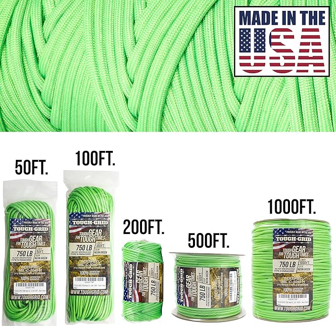 TOUGH-GRID 750 Paracord Rope Nylon Parachute Cord, Made in USA Survival Kit - Image 2