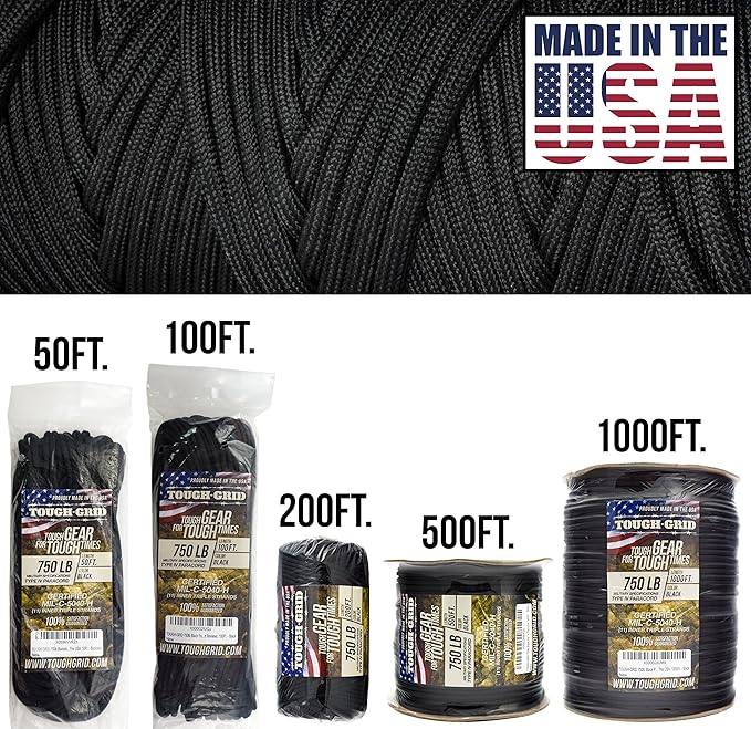 TOUGH-GRID 750 Paracord Rope Nylon Parachute Cord, Made in USA Survival Kit - Image 3