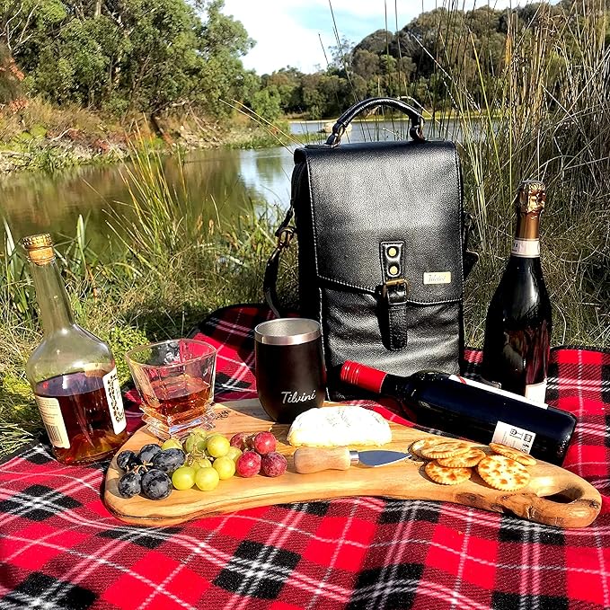 Leather Wine Bag & Wine Tumblers Set. Wine Gifts - Image 7