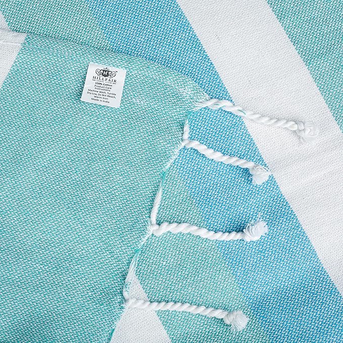 HILLFAIR Cotton Turkish Beach Towels, Quick Dry Lightweight Sand Free Peshtemal - Image 8
