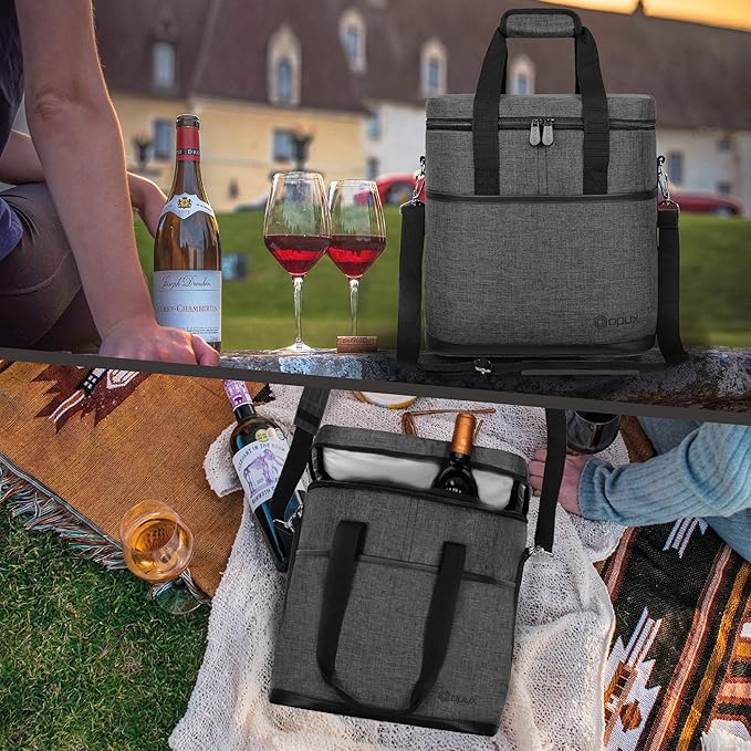 opux 6 Bottle Carrier Tote | Insulated Padded Wine Cooler Bag - Image 7