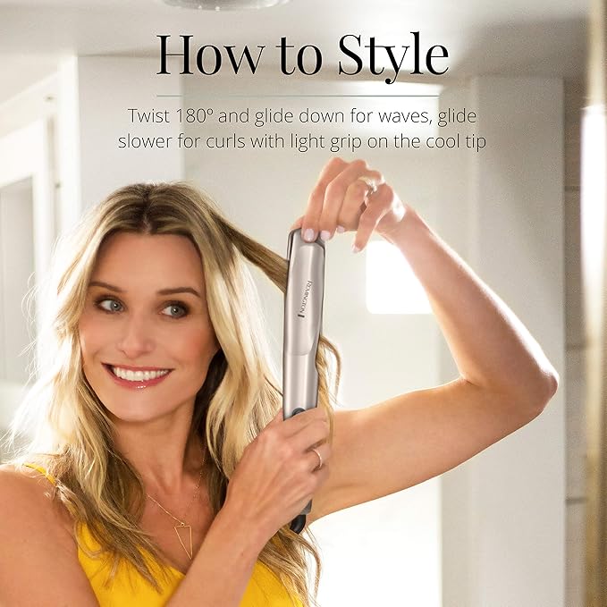 Remington Pro 1" Multi-Styler with Twist & Curl Technology, Straightener and Curling Iron in one tool, Color Care Protection, Champagne