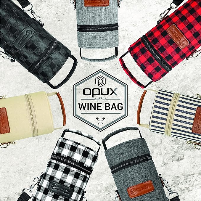 opux Wine Bag Single Bottle Carrier Tote, Insulated Wine Cooler Bag - Image 7