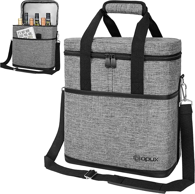 opux 6 Bottle Carrier Tote | Insulated Padded Wine Cooler Bag by OPUX