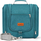 Travel Hanging Toiletry Bag for Women and Men, 6 Organizer Compartments, Holds Full Size Bottles, Extra Large Cosmetic Accessories, Makeup essentials, Bathroom Water-resistant Toiletries Bag, Blue